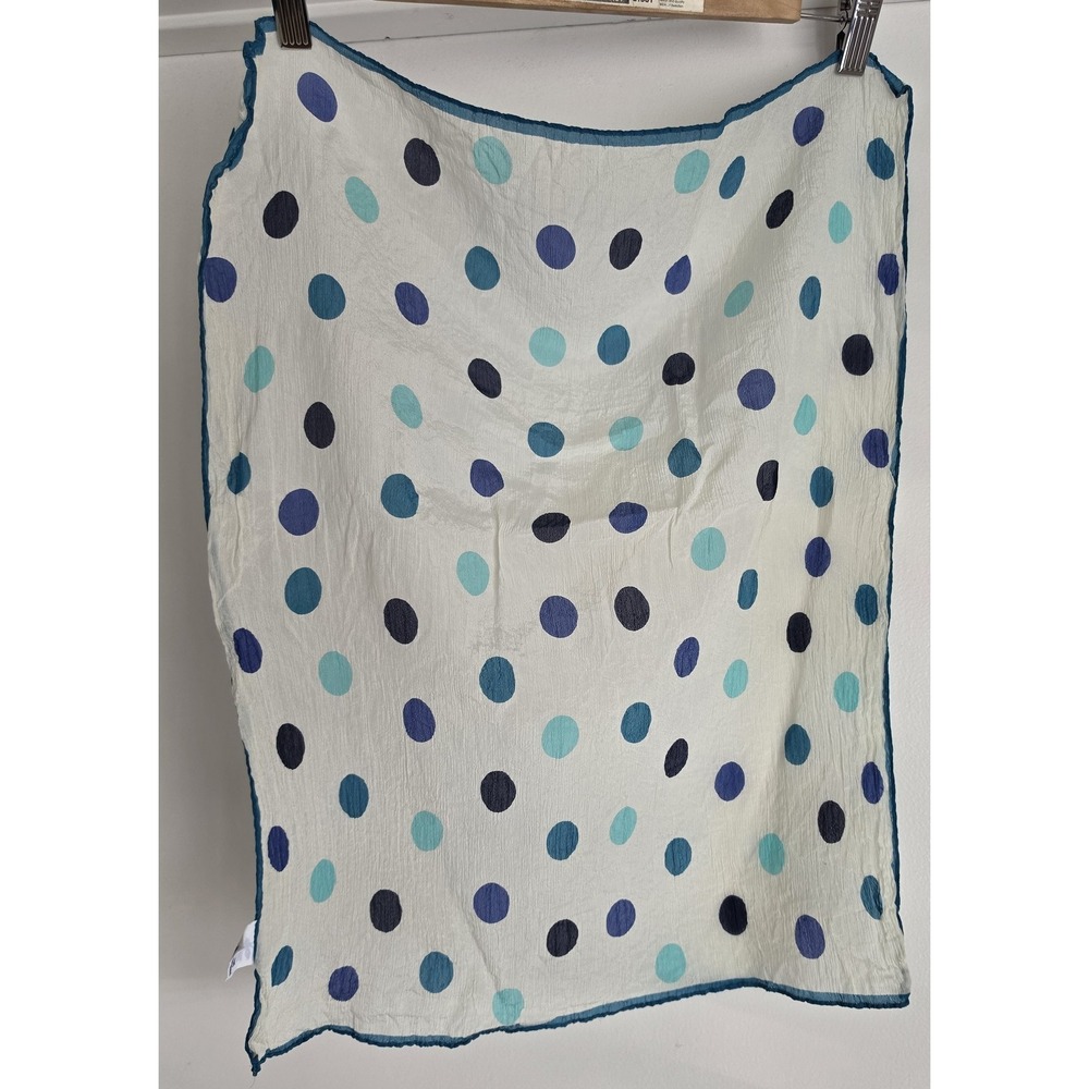 Desco Women's Square Scarf Blue White Polka Dot Silk Blend 22in Japan